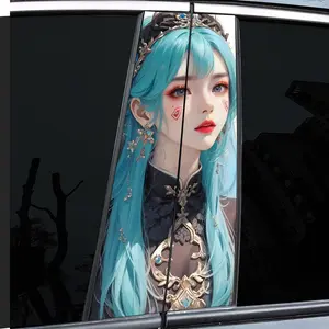 2-Piece, Girl Anime Decal Design - High Gloss - Waterproof and Scratch Resistant - PVC-Sticker - Self-Adhesive Suitable for -b-Rods - Doorposts, etc. - Ideal for Vehicles - Wall and Window Glass Decorations -