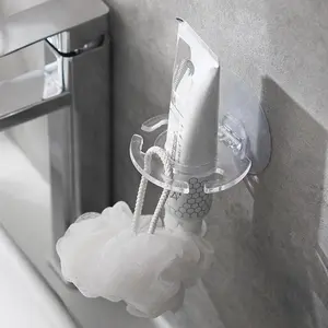 1pc Self-adhesive Razor Holder Wall-mounted Toothpaste Dispenser Toothbrush Holder Razor Holder Bathroom Storage Organizer
