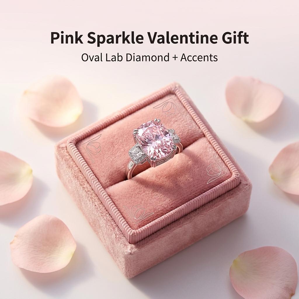 Luxury Cushion Cut Pink Diamond Ring, White Gold Plated Color Gemstone Ring, Elegant Party Index Finger Ring