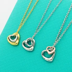 Nested Tiny Open Heart Pendant Necklace – Polished Interlocking Design, Adjustable Extender Chain, Tarnish-Resistant Finish, Hypoallergenic Everyday Stackable Jewelry, Timeless Quiet Luxury Accessory for Women, Perfect for Layering, Gifting