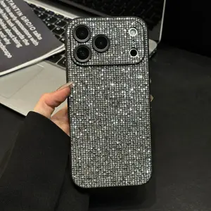 This acrylic glitter diamond phone case is compatible with iPhone 17/16/15/14 Pro Max and Pro models, featuring a creative and unique design along with reliable shockproof protection.