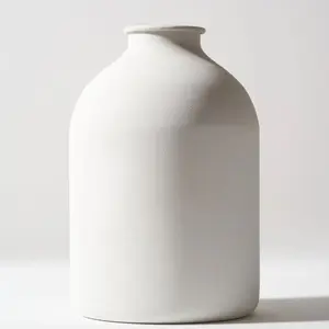 Large White Vase, Big Iron Vase for Long Stem Flowers, White Arlo Matte Finish for Modern Minimalist Table Centerpiece Decor, Japandi Home Decor