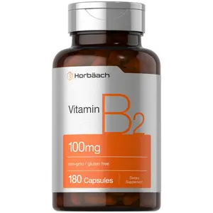 Horbäach Vitamin B2 100mg | 180 Capsules |  Riboflavin Supplement | Non-GMO & Gluten Free