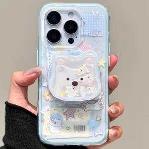 Magnetic iPhone Case with AntiDrop Wrist Strap for iPhone 13 14 15 16 17 Pro Max Adorable Bear Design Cute Shockproof Phone Cover for Girls Women Two in One Protective Case