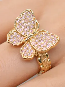 Women's Butterfly Shape Cubic Zirconia Ring, Elegant Jewelry, Ideal Gift for Girlfriend Birthday Valentine's Day
