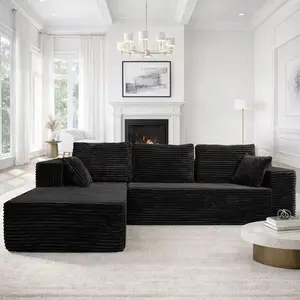 106-Inch L-Shaped Cloud Sofa Set Features a Chaise Longue And a Deep-Seated Design, Embodying a Modern Minimalist Style. It Comes with Soft Cushions And Backrests, Requires No Assembly, And Is Made of Flannel Fabric