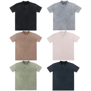 Value 3 Pack Vintage Washed Collared Polo Shirts for Men Oversized Loose Short Sleeve Multi‑Color Streetwear Tops