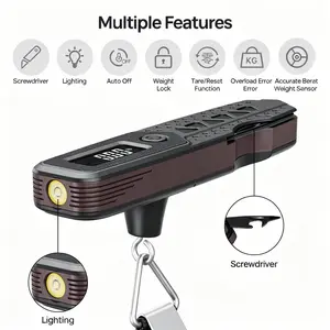Meilen 7-in-1 Portable Digital Luggage Scale with LED Flashlight Screwdriver & Box Cutter 110lb/50kg LCD Display for Travel Shipping Fishing Battery Included outdoorfun