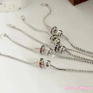 925 Sterling Silver Colour Zircon Letter Bracelet for Girl Design Vintage Geometric Jewelry Birthday Gift