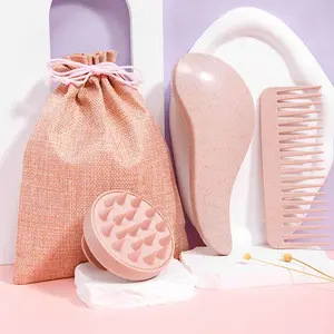 Hair Detangling Brush Set with Scalp Massage Shampoo Brush, Wide Tooth Comb and Wet & Dry Detangler Brush for Curly, Thick and Long Hair, Easy Smoothing Hair Care Tools for Home & Salon Use