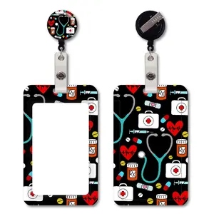 Stethoscope Lanyard ID Card Set, Detachable Label Clip Badge Holder, Badge Reels Retractable, Crystal Patch Expandable Keychain, Nurse Badge Reel, Nurse Teacher Office Gift