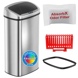 24 Gallon Sensor Kitchen Trash Can with AbsorbX – Oval Touchless Trash Bin