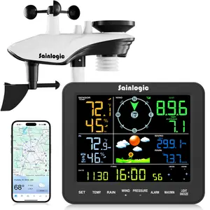 Sainlogic Smart WiFi Weather Stations Wireless Indoor Outdoor SA8 Plus,24/7 AI Weather Forecast by Weatherseed, Home Weather Station with APP/Email Alert, Rain Gauge, 2-Year Data Storage（Only 2.4G）
