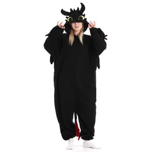 Women's toothless jumpsuit sleepwear jumpsuit - cartoon animal Halloween and Christmas party costume, comfortable home wear sleepwear set can be used with raincoat