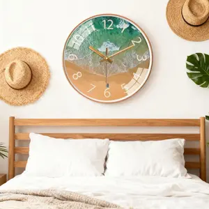 Coastal Themed Wall Clock Vacation Style For Seaside Villas Coastal Living Rooms Bedrooms Wall Clock Noiseless