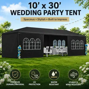 Wedding Party Canopy Tent 10x30 Outdoor Gazebo with 8 Removable Sidewalls Pink Event Tent Heavy Duty Waterproof Party Pavilion Pop Up Shelter for Backyard Graduation Birthday Celebration Festival