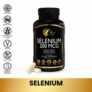 Coco March N.M.D Selenium 200 MCG Mineral Supplement for Adults - 90 Capsules per Container, Antioxidant Support for Thyroid Function & Immune Health