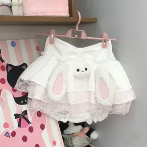 Subculture Y2k Harajuku Cute Skirts Female Outwear Chic Party Bow Cosplays Girls Japanese Kawaii Yellow Cake Skirts Women Casual