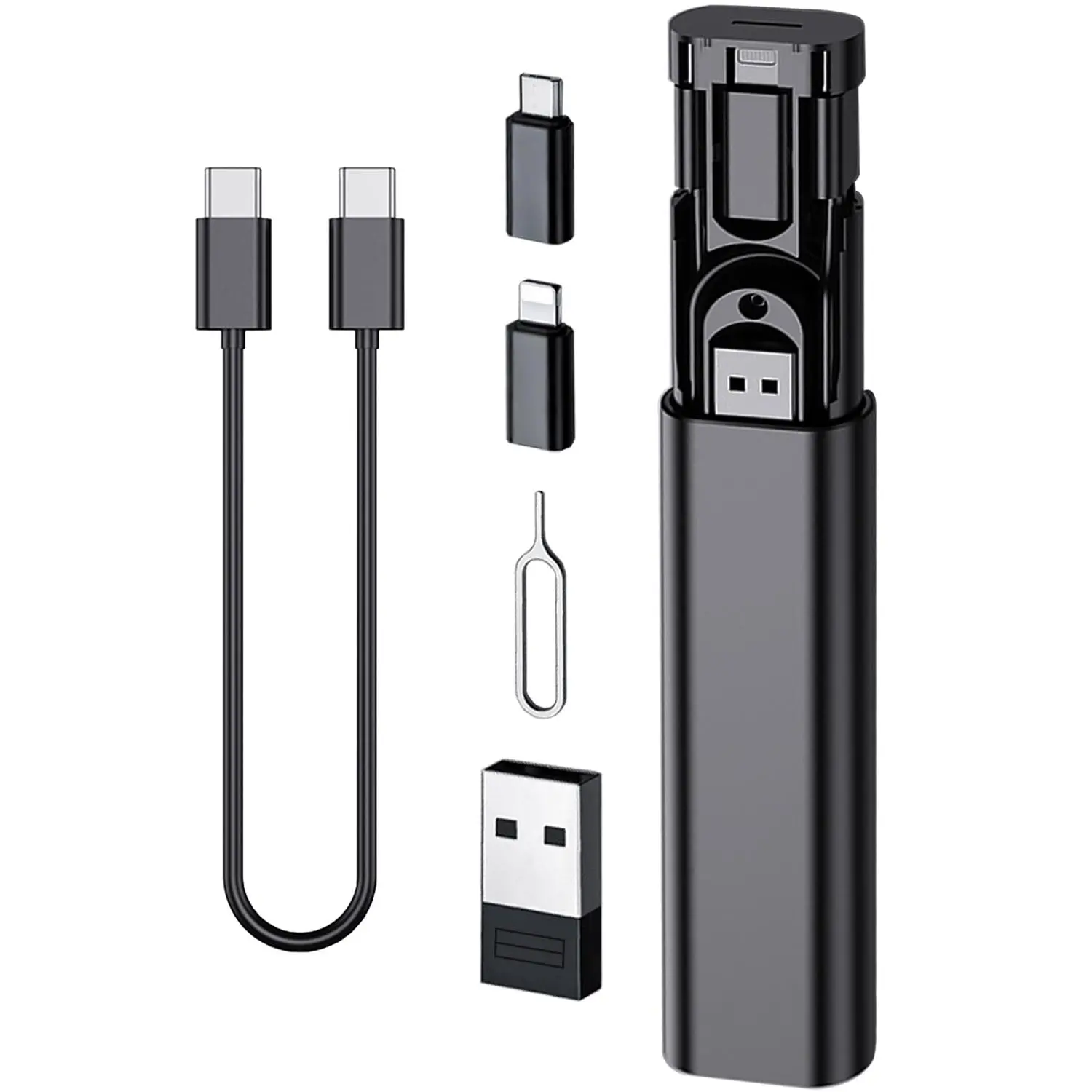 【Summer Survivals】60W Fast Charging Multi-USB Adapter Cable Kit, USB-A to Type-C & Lightning Adapters, Portable Car Electronics Charging & Data Transfer Cable for Phones, Tablets, Laptops Summerfinds