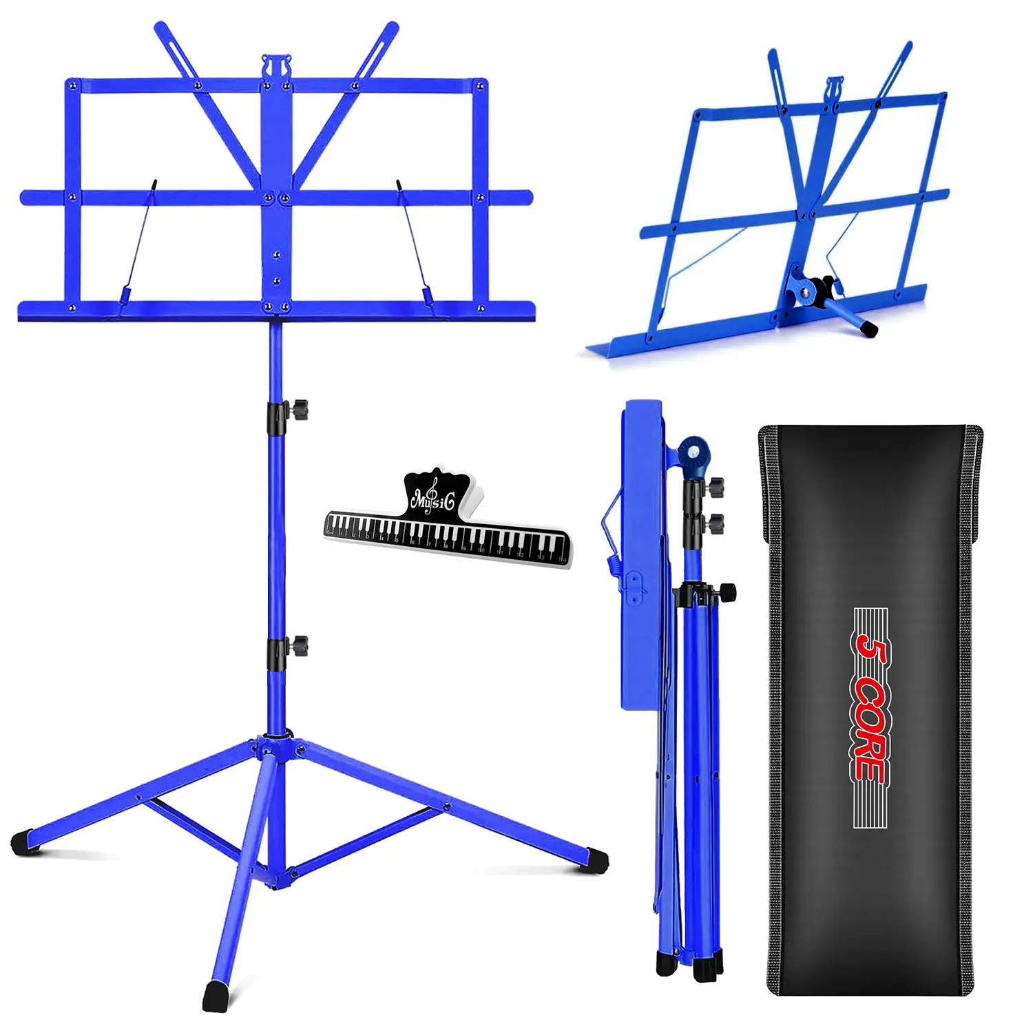5 Core Music Stand Adjustable 57" Desktop Book Stands Sheet Holder All Metal Portable Bookstand