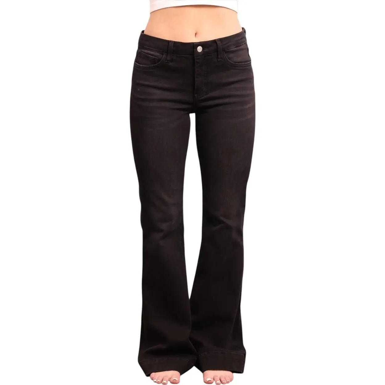 The Gwen Mid-Rise Tummy Control Flare - Three Inseams (Black)