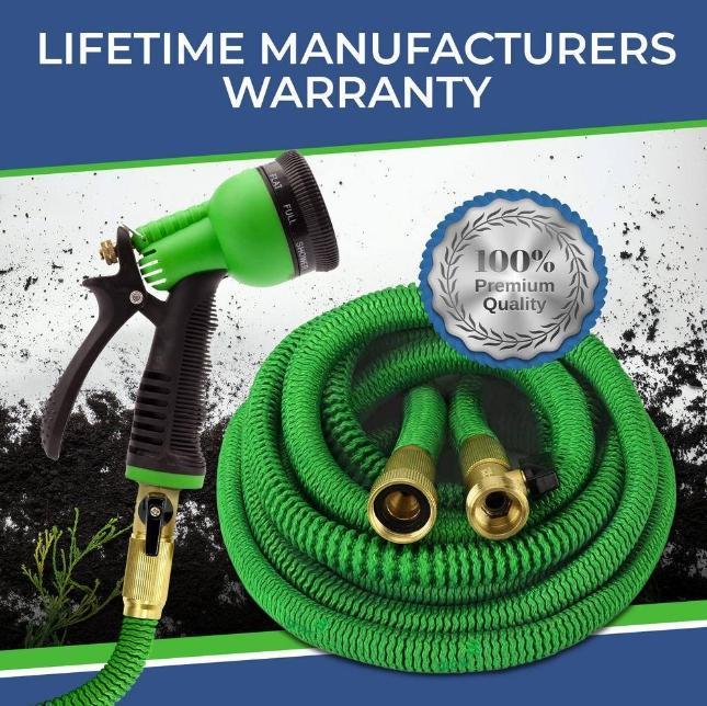 High Quality Car Washing Hose 3/4 in. x 50 75 100ft HEAVY DUTY Kink Free 4X Stronger Expandable Flexible Garden Water Hose with 10 Function Nozzles for Yard Outdoor Garden Watering Car Wash Lawn and RV