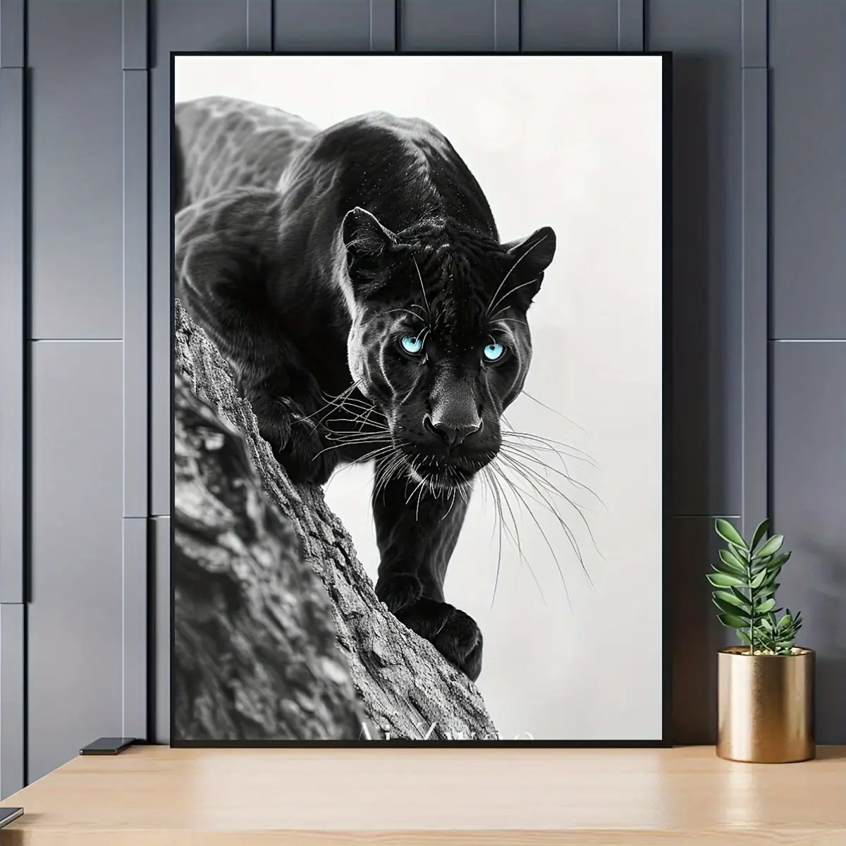 1-Piece Black Panther Canvas Wall Art Print, Creative Wildlife Decor, Frameless Poster for Home, Bedroom, Kitchen, Living Room, Bathroom, Hotel, Cafe, Office - 12x16 Inch