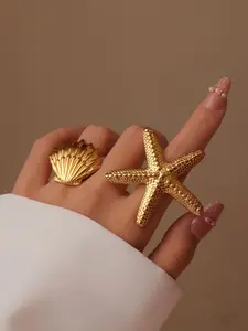 Women's Sea Star Shell Ring, Casual Daily Wear Jewelry Accessory, Perfect Gift for Her, Stylish Ocean Inspired Design