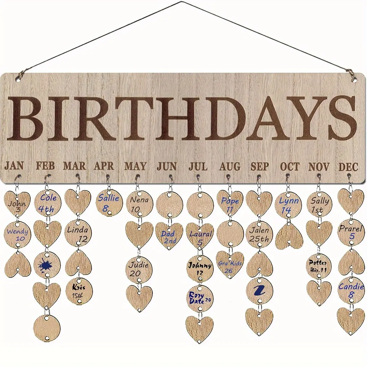 Wooden Calendar Plaque Set - Home Supplies Home Decor Sign for Family Date Recording, Holiday Gifting (Easter, Anniversary, Birthday), Valentine's Day