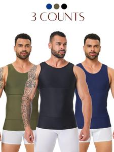 men's solid color compression vest, tummy control shapewear, high stretch shaper vest, shapewear for men, shapewear singlet for men, men's shapewear, compression waist shaper, waist trainer vest