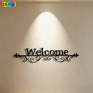 1pc Welcome Scroll Metal Wall Art, Ornate Welcome Statue Mural, Ideal Gift for New Year, Easter, Home Decor Enthusiasts, Weather-Resistant Metal Wall Decor Wall Sculptures, Perfect for Front Porch Wall & Garden Fence Wall, Warm Outdoor Decor