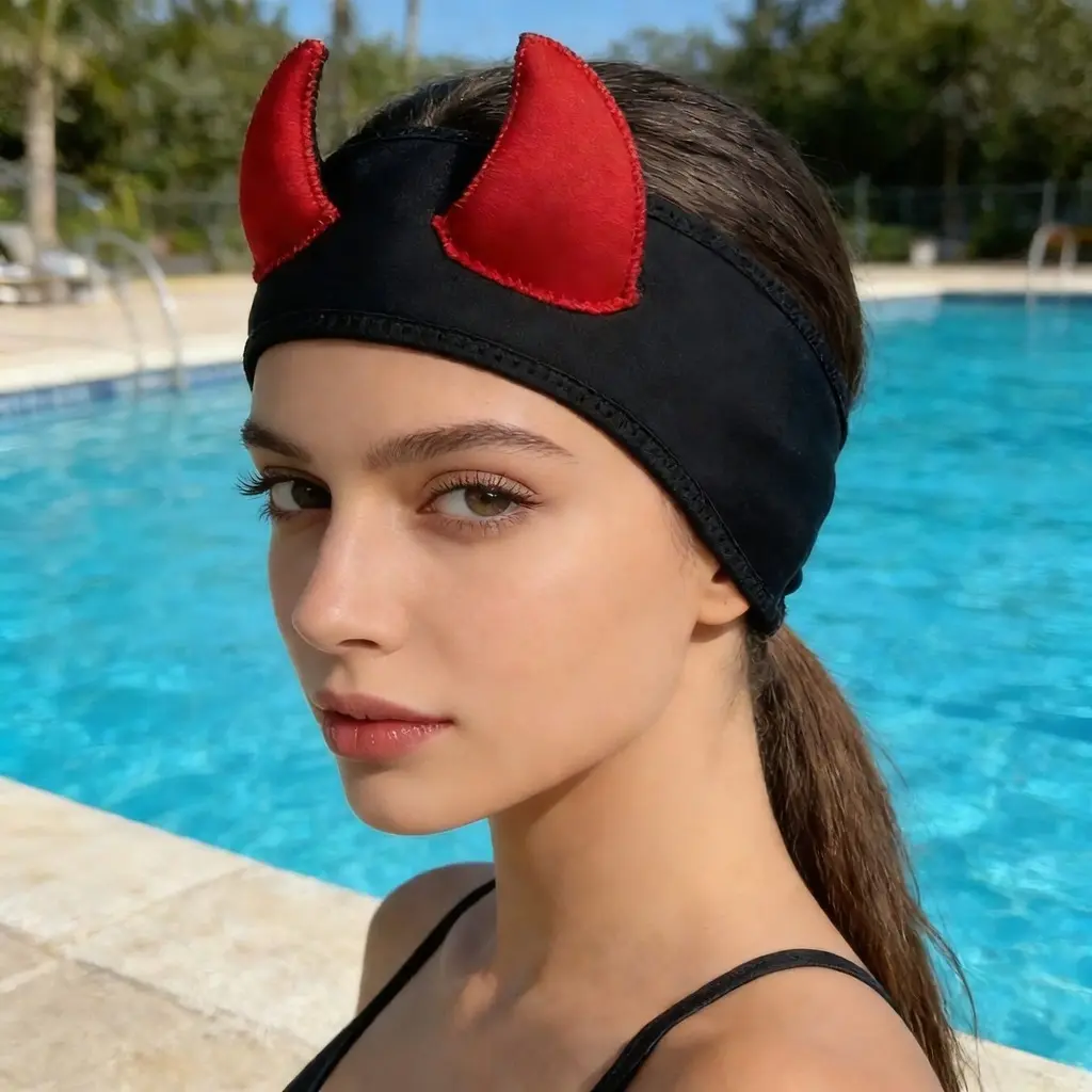 Women's 3mm Thick Soft Neoprene Cartoon Halloween Dive Headband - Adult One Size Fits All Cat Wetsuit Hood for Freediving, Hair Control, Scuba Diving Accessory