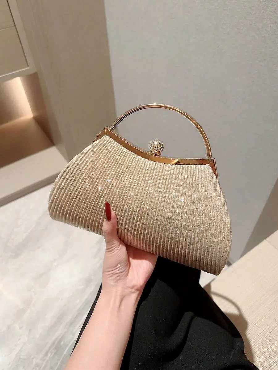 Rhinestone Mini Bucket Bag for Women Clear Pearl Drawstring Purse Lightweight Glam Evening Bag Bridal Wedding Party Clutch Business Casual Small Handbag Luxury Dinner Bag