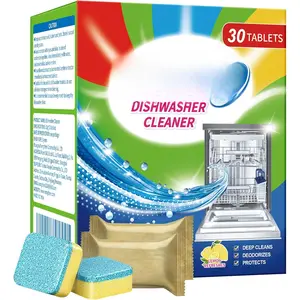 Dishwasher Cleaner And Deodorizer Tablets -30 Pack for Deep Cleaning, Deodorizing & Protecting, Prevents Buildup.Heavy Duty And Septic Safe.Clean Dish Washer For Limescale, Odor, Smell (Lemon)