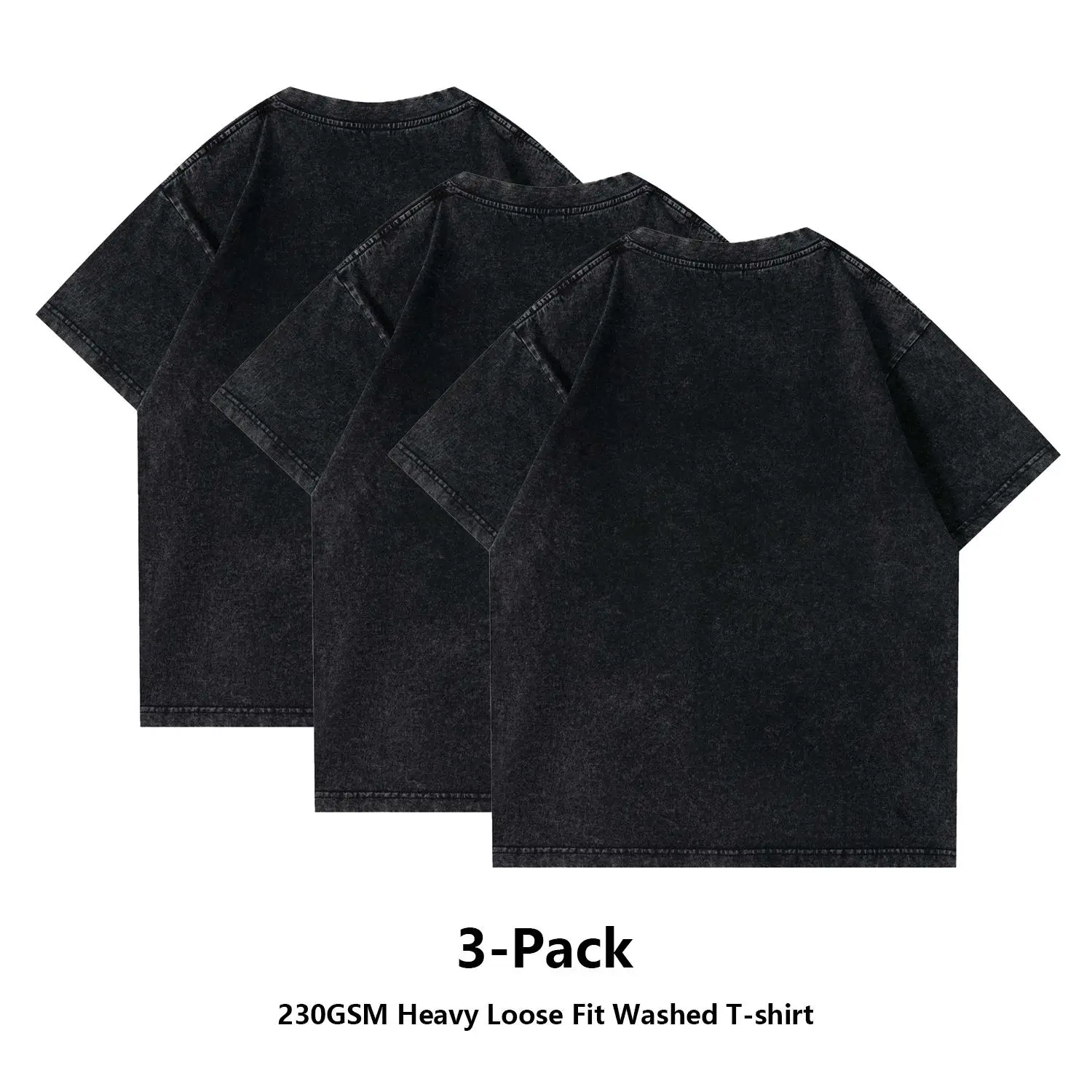 3PCS Men's Retro Washed Cotton T-Shirt - Loose-Fit Casual Tee, Slim Fit Drop Shoulder for Sporty daily Wear