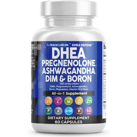 Clean Nutraceuticals DHEA, Pregnenolone, Ashwagandha, DIM, Boron, Calcium, Magnesium, Zinc & More for Women & Men's Health & Wellbeing Supports Capsules – Dhea Defend