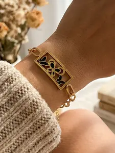 Jewelry Stainless Steel Bracelet for Men and Women, Western Style Blue Eye Accessory, Festival Party Wire Chain Gift