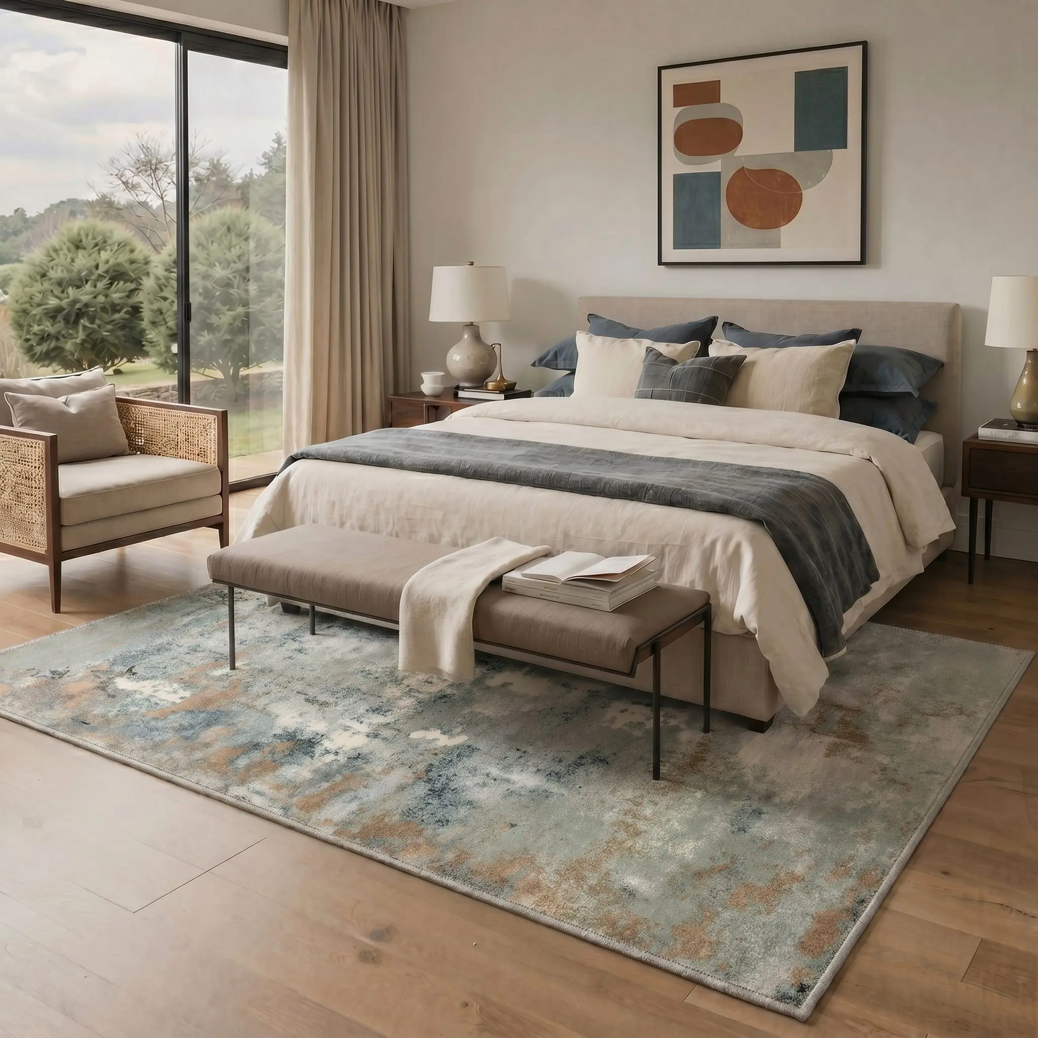 【Deals For You Days】BEIMO Washable Rug Non Slip Area Carpet Pet Friendly Soft Floor Covering for Living Room Bedroom Kitchen Hallway Decor Floor Decor,ARA5670-OCHRE ECHO