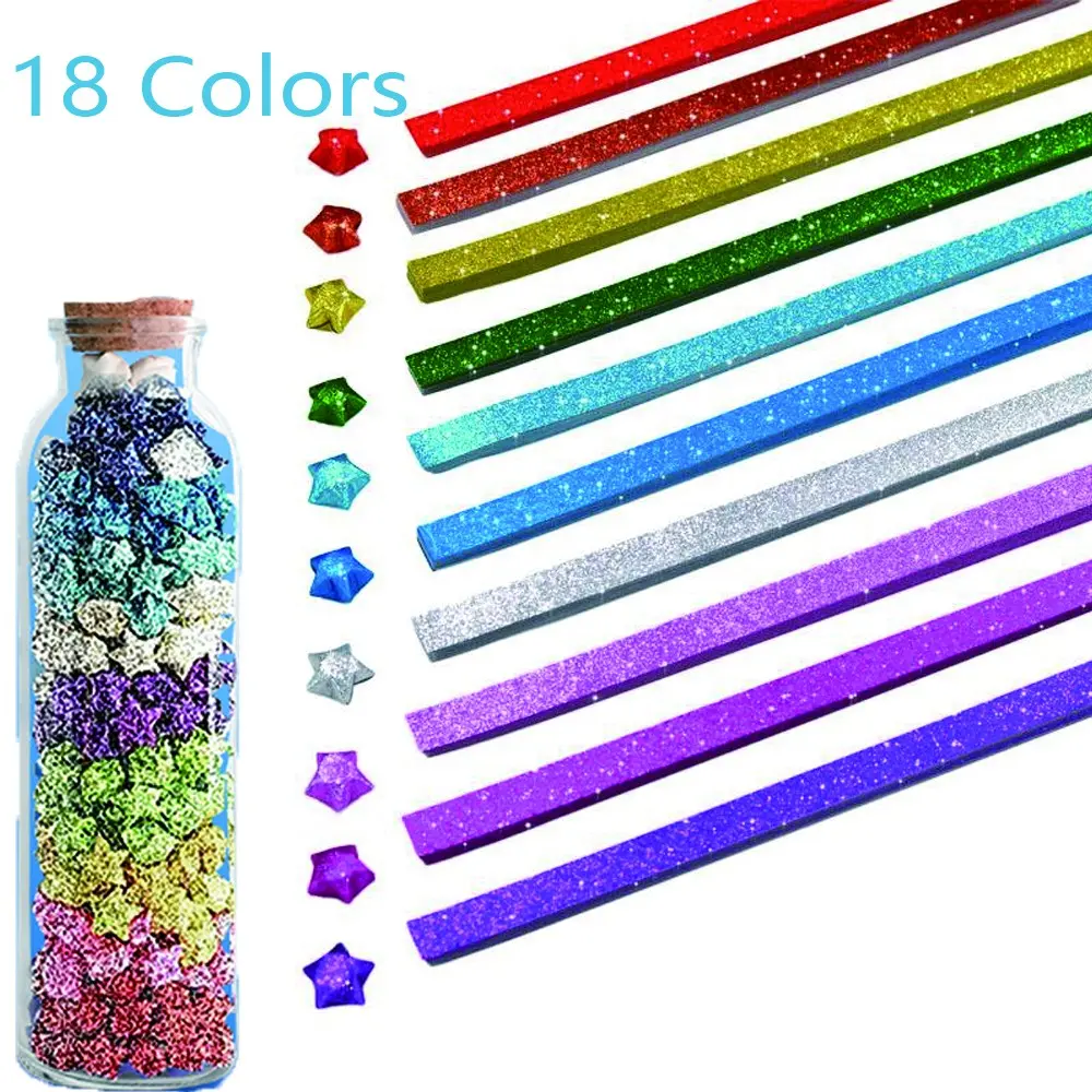 360 Sheets Folded Star Paper Strips, With Small Bright Powder That Emits A Bright Light, Handmade Colored Paper, Craft, Pentagram Material, Can Be Given To Friends, Diy Handmade Craft