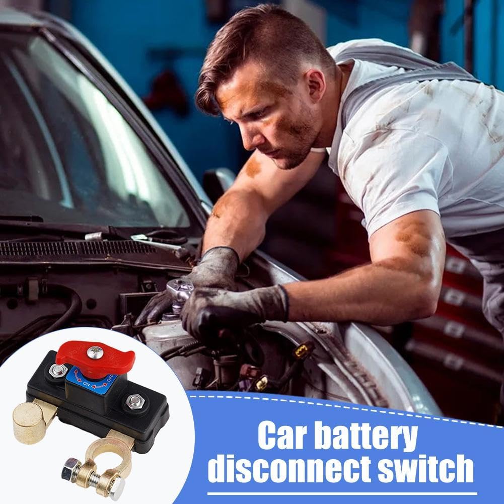 VAYWET Car Battery Power Cut-Off Switch Breaker, 12V/24V Universal Top Post Battery Quick Disconnect, Pure Copper Stable Transmission High Conductivity Disconnect Isolator Automatic Manual Circuit Leak Protector Flame-Retardant Cover for Car Truck Boat Rv