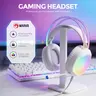 Marvo Over-Ear Wired Gaming Headphones - Gaming Accessory, 50mm Drivers, RGB Lighting Ear Cups & Headband, Dual USB+3.5 mm Jack, PU Cushions, Omnidirectional Blue-Light Mic, Cup Volume Control for PC/Laptop