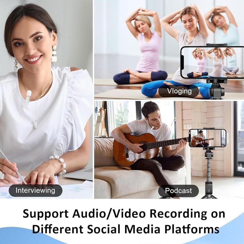 Plug-and-Play Wireless Lapel Microphone with Noise Reduction, Pink Dual Mic for iPhone & Android