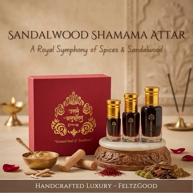 Unisex Sandalwood Shamama Attar Perfume Oil (3ml/6ml/12ml) - Gift Box Packaging, Natural Ambery Woody Fragrance for Meditation & Daily Wear, Liquid Bottle, Single Item, Chemical-Free (Cruelty, Alcohol, Paraben Excluded)