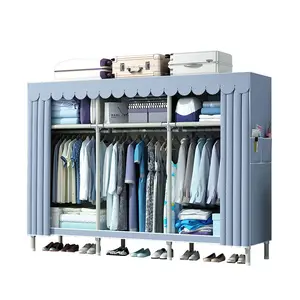 [IN STOCKS],LEEGO HOME Simple wardrobe, bedroom, household use, 23mm full steel frame, spray painting, storage, wardrobe, rental room, economical assembled cloth wardrobe