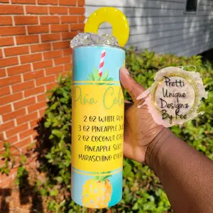 Pina Colada 3D Top Tumbler Sweet Drinkware Stainless Steel Pineapple Washable