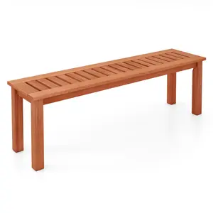 COSTWAY - 47 Inch Patio Wood Bench with Slatted Seat 2-Person