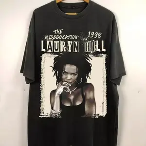 Lauryn Hill Rapp Tees, Lauryn Hill Retro 90s Lauryn Hill Shirt Black Color