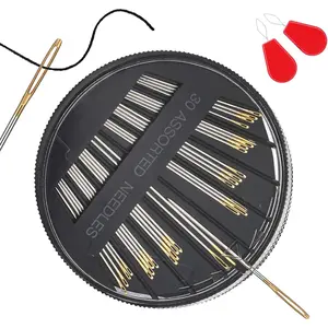 30 Pack Sewing Needles, Assorted Embroidery Needles Kit, 6 Sizes Large Eye Hand Sewing Needles with Threaders for DIY Craft Projects, Hand Sewing, Sewing Repair