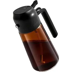 Olive Oil Dispenser Bottle with Precise Pour Spout, Dark Amber Glass, Kitchen and Dining