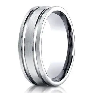 8mm Men's Benchmark Titanium Ring with Two Polished Lines